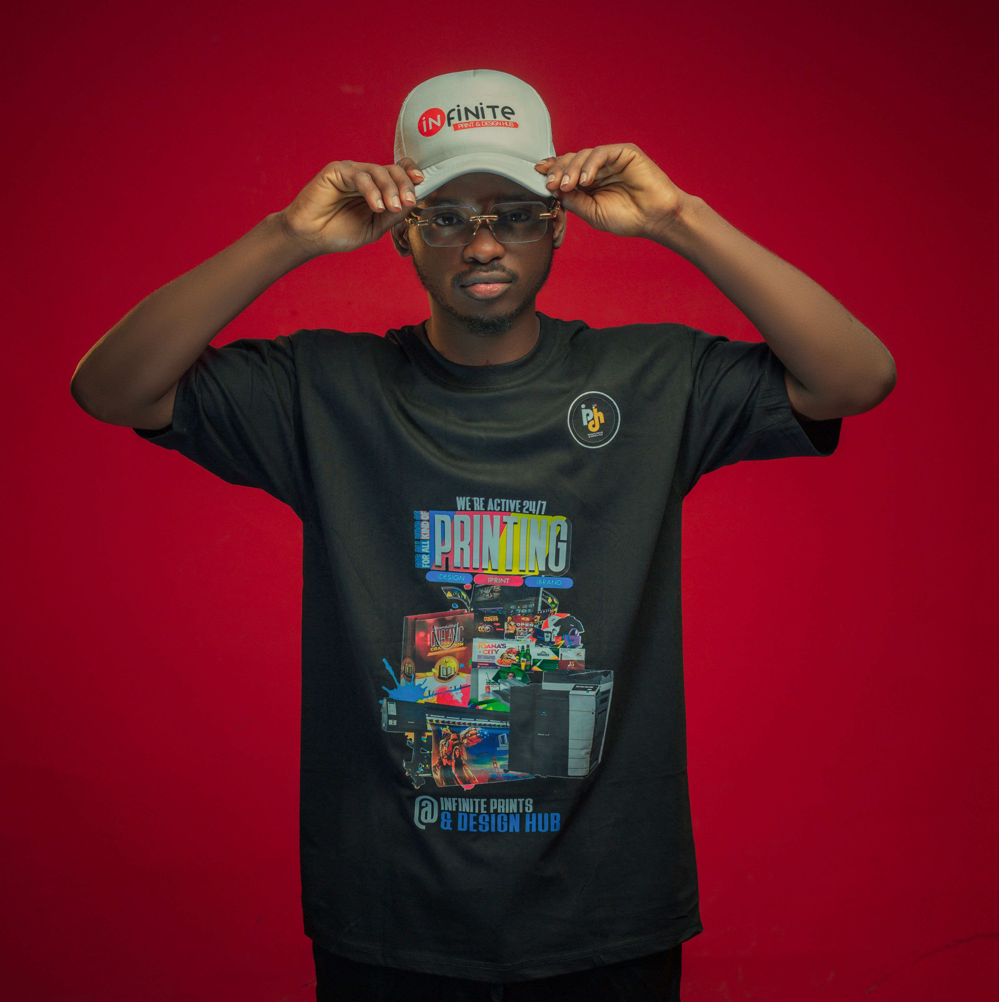 Man wearing custom printed cap